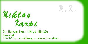 miklos karpi business card